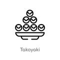 outline takoyaki vector icon. isolated black simple line element illustration from hotel and restaurant concept. editable vector