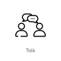 outline talk vector icon. isolated black simple line element illustration from communications concept. editable vector stroke talk