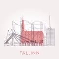 Outline Tallinn skyline with landmarks.