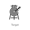 outline target icon. isolated black simple line element illustration from business concept. stroke target