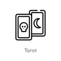 outline tarot vector icon. isolated black simple line element illustration from magic concept. editable vector stroke tarot icon Royalty Free Stock Photo