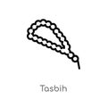 outline tasbih vector icon. isolated black simple line element illustration from fashion concept. editable vector stroke tasbih