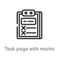 outline task page with marks vector icon. isolated black simple line element illustration from productivity concept. editable Royalty Free Stock Photo