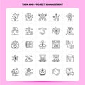 OutLine 25 Task and Project Management Icon set. Vector Line Style Design Black Icons Set. Linear pictogram pack. Web and Mobile Royalty Free Stock Photo