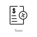 outline taxes vector icon. isolated black simple line element illustration from payment concept. editable vector stroke taxes icon