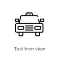 outline taxi fron view vector icon. isolated black simple line element illustration from ultimate glyphicons concept. editable