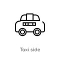 outline taxi side vector icon. isolated black simple line element illustration from mechanicons concept. editable vector stroke
