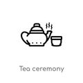 outline tea ceremony vector icon. isolated black simple line element illustration from food concept. editable vector stroke tea Royalty Free Stock Photo