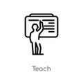 outline teach vector icon. isolated black simple line element illustration from education concept. editable vector stroke teach Royalty Free Stock Photo