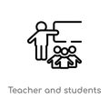 outline teacher and students vector icon. isolated black simple line element illustration from people concept. editable vector