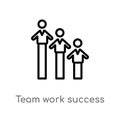 outline team work success vector icon. isolated black simple line element illustration from people concept. editable vector stroke