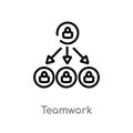 outline teamwork vector icon. isolated black simple line element illustration from human resources concept. editable vector stroke