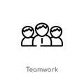 outline teamwork vector icon. isolated black simple line element illustration from strategy concept. editable vector stroke