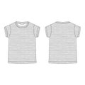 Outline technical sketch children`s t shirt in melange fabric. Classic casual clothes