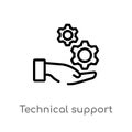 outline technical support vector icon. isolated black simple line element illustration from big data concept. editable vector