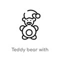 outline teddy bear with sleep hat vector icon. isolated black simple line element illustration from general concept. editable Royalty Free Stock Photo