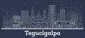 Outline Tegucigalpa Honduras City Skyline with White Buildings