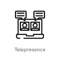 Outline telepresence vector icon. isolated black simple line element illustration from augmented reality concept. editable vector