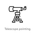 outline telescope pointing up vector icon. isolated black simple line element illustration from astronomy concept. editable vector