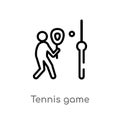 outline tennis game vector icon. isolated black simple line element illustration from sports concept. editable vector stroke Royalty Free Stock Photo