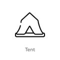 outline tent vector icon. isolated black simple line element illustration from signs concept. editable vector stroke tent icon on Royalty Free Stock Photo