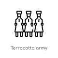 outline terracotta army vector icon. isolated black simple line element illustration from cultures concept. editable vector stroke