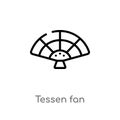 outline tessen fan vector icon. isolated black simple line element illustration from tools and utensils concept. editable vector