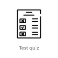 outline test quiz vector icon. isolated black simple line element illustration from user interface concept. editable vector stroke