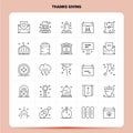 OutLine 25 Thanks Giving Icon set. Vector Line Style Design Black Icons Set. Linear pictogram pack. Web and Mobile Business ideas