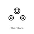 outline therefore vector icon. isolated black simple line element illustration from signs concept. editable vector stroke