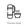 outline thermo flask vector icon. isolated black simple line element illustration from food concept. editable vector stroke thermo