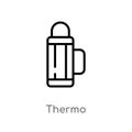 outline thermo vector icon. isolated black simple line element illustration from camping concept. editable vector stroke thermo