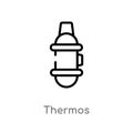 outline thermos vector icon. isolated black simple line element illustration from camping concept. editable vector stroke thermos Royalty Free Stock Photo