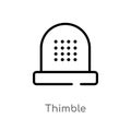 outline thimble vector icon. isolated black simple line element illustration from sew concept. editable vector stroke thimble icon Royalty Free Stock Photo