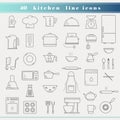 Outline thin kitchen icons