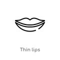outline thin lips vector icon. isolated black simple line element illustration from human body parts concept. editable vector