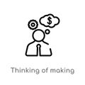 outline thinking of making money vector icon. isolated black simple line element illustration from business concept. editable Royalty Free Stock Photo