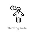 outline thinking smile vector icon. isolated black simple line element illustration from people concept. editable vector stroke