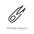 outline thread nippers vector icon. isolated black simple line element illustration from sew concept. editable vector stroke