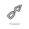 outline threader vector icon. isolated black simple line element illustration from sew concept. editable vector stroke threader