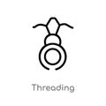 outline threading vector icon. isolated black simple line element illustration from sew concept. editable vector stroke threading