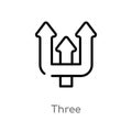 outline three vector icon. isolated black simple line element illustration from orientation concept. editable vector stroke three