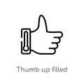 outline thumb up filled gesture vector icon. isolated black simple line element illustration from signs concept. editable vector