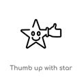 outline thumb up with star vector icon. isolated black simple line element illustration from cinema concept. editable vector