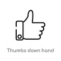 outline thumbs down hand vector icon. isolated black simple line element illustration from signs concept. editable vector stroke