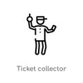 outline ticket collector vector icon. isolated black simple line element illustration from people concept. editable vector stroke