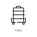 outline tiffin vector icon. isolated black simple line element illustration from food concept. editable vector stroke tiffin icon Royalty Free Stock Photo