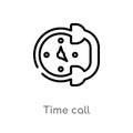 outline time call vector icon. isolated black simple line element illustration from communication concept. editable vector stroke