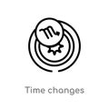 outline time changes vector icon. isolated black simple line element illustration from zodiac concept. editable vector stroke time
