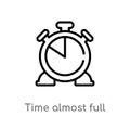 outline time almost full vector icon. isolated black simple line element illustration from ultimate glyphicons concept. editable
